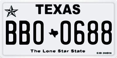 TX license plate BBO0688