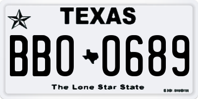 TX license plate BBO0689