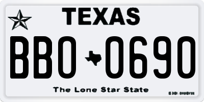 TX license plate BBO0690