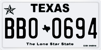 TX license plate BBO0694