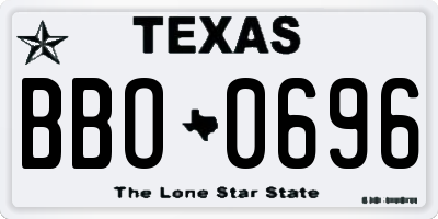 TX license plate BBO0696