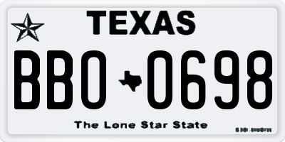 TX license plate BBO0698