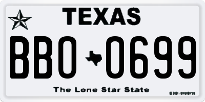 TX license plate BBO0699