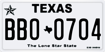 TX license plate BBO0704