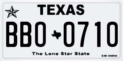 TX license plate BBO0710