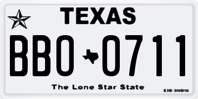 TX license plate BBO0711