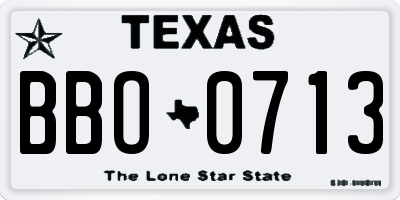 TX license plate BBO0713