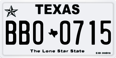 TX license plate BBO0715