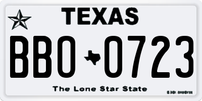 TX license plate BBO0723
