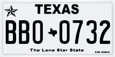 TX license plate BBO0732