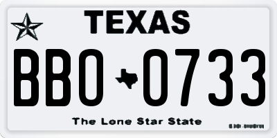 TX license plate BBO0733