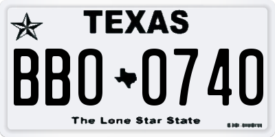 TX license plate BBO0740