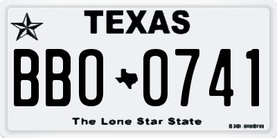 TX license plate BBO0741
