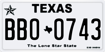TX license plate BBO0743