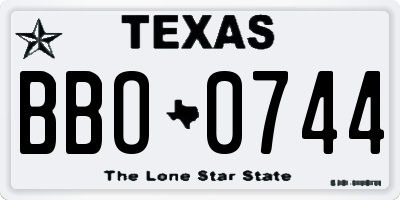 TX license plate BBO0744