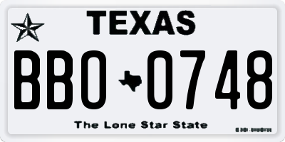 TX license plate BBO0748