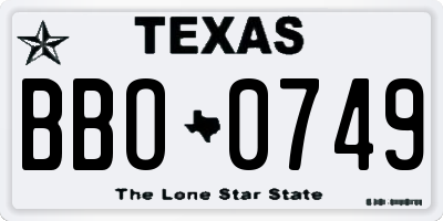 TX license plate BBO0749