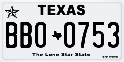 TX license plate BBO0753