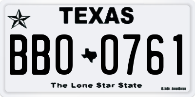 TX license plate BBO0761