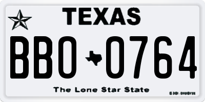 TX license plate BBO0764