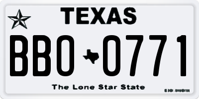 TX license plate BBO0771