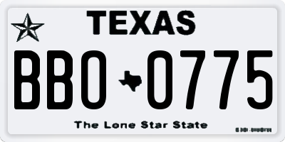 TX license plate BBO0775