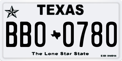TX license plate BBO0780