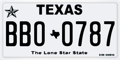 TX license plate BBO0787