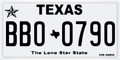 TX license plate BBO0790