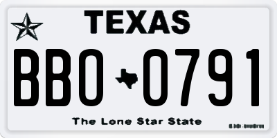 TX license plate BBO0791