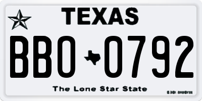 TX license plate BBO0792