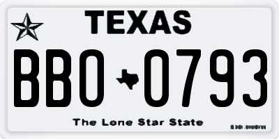 TX license plate BBO0793