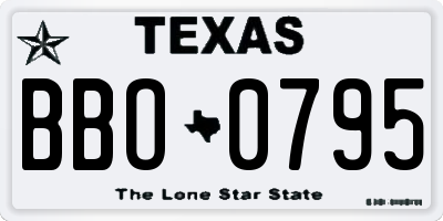 TX license plate BBO0795