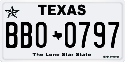TX license plate BBO0797