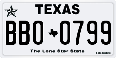 TX license plate BBO0799