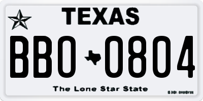 TX license plate BBO0804