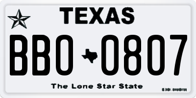 TX license plate BBO0807