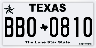 TX license plate BBO0810
