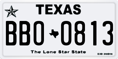 TX license plate BBO0813