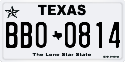 TX license plate BBO0814