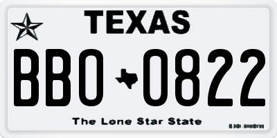 TX license plate BBO0822