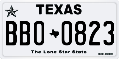 TX license plate BBO0823