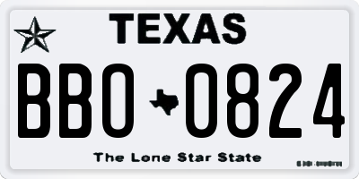 TX license plate BBO0824