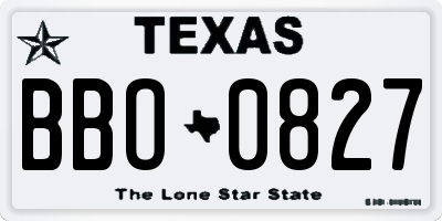 TX license plate BBO0827