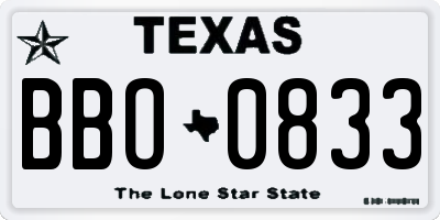 TX license plate BBO0833