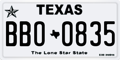 TX license plate BBO0835