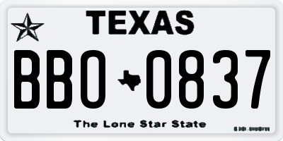 TX license plate BBO0837