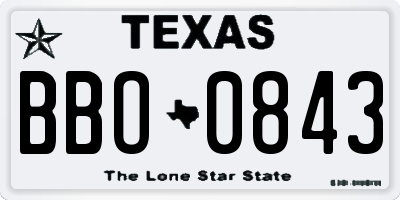 TX license plate BBO0843