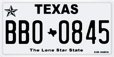 TX license plate BBO0845