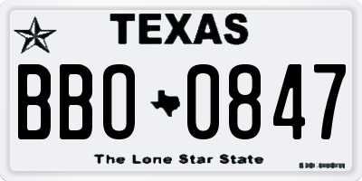 TX license plate BBO0847